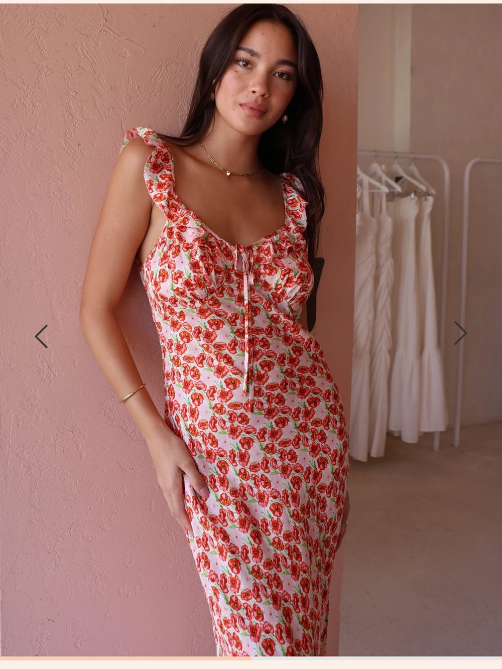 Roame Dorothy Midi Dress in Poppy - Size 4